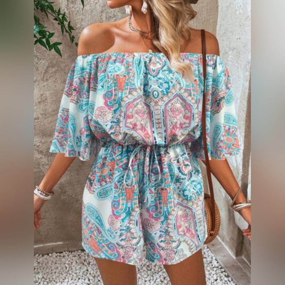 SHEIN Floral Off-Shoulder Romper